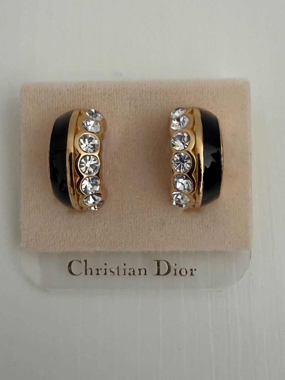 NEW Dior Black & Crystal Clip-on Earrings